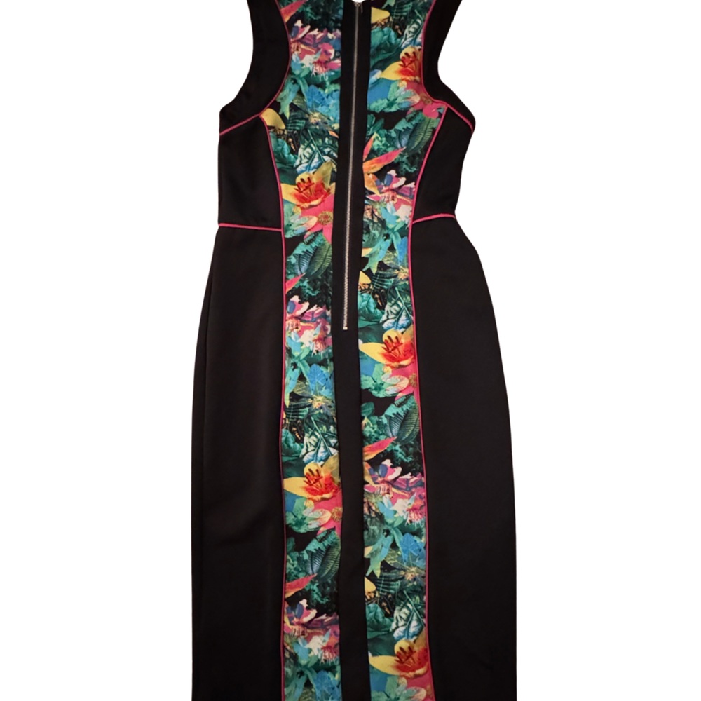 Spense Tropical Floral Midi Dress with Black Panels - Picture 4 of 6